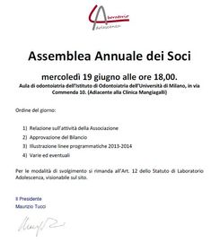 Assemblea Annuale dei Soci: 19 giugno 2013